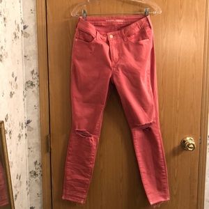 Old Navy Rock Start dark pink distressed jeans.